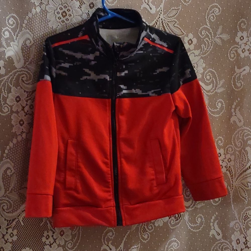 Athletic Works Boys size‎ 5T camo red black gray windbreaker zip front jacket